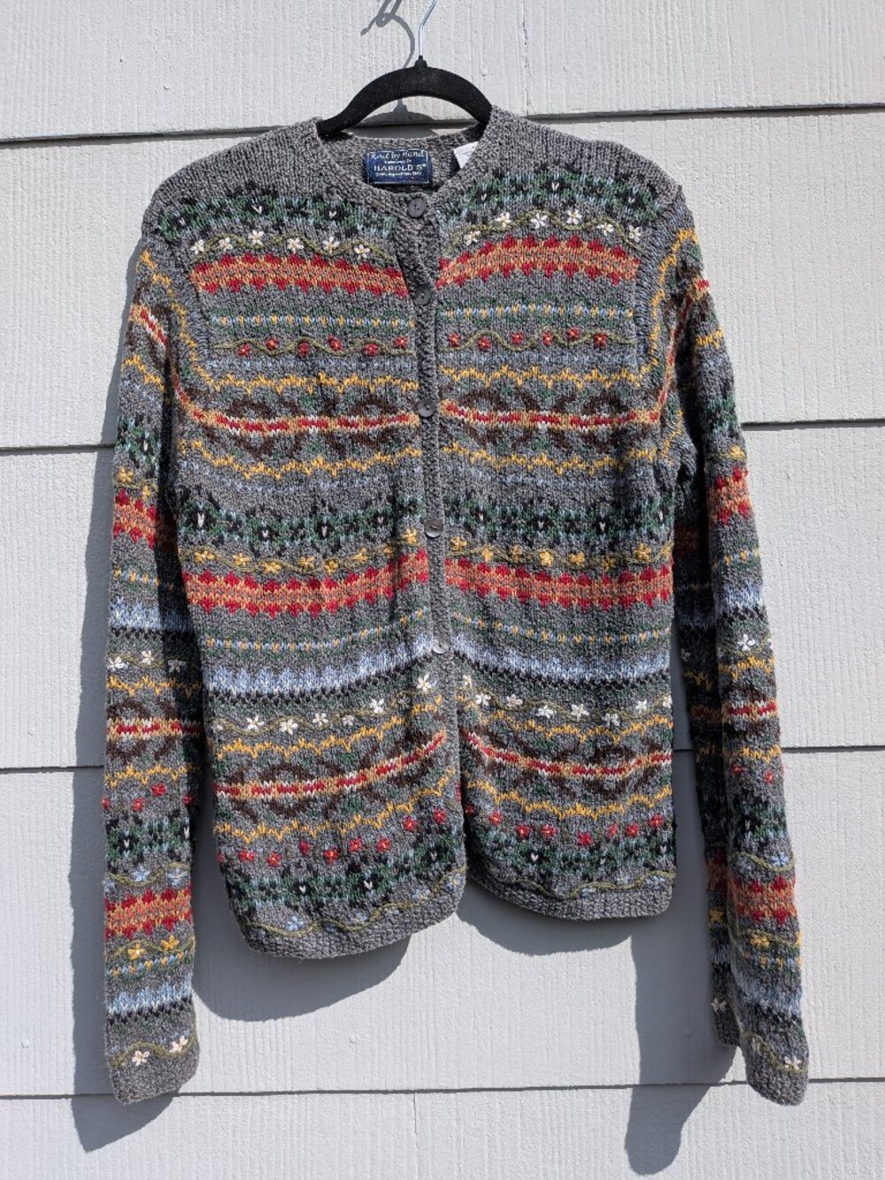 Women's Grey Floral Knitted Cardigan